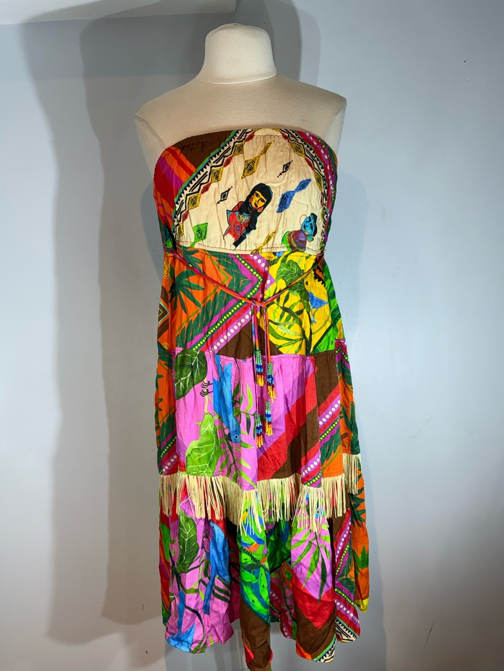 Anthropologie x Farm Rio Palila Fringed Midi Dress Size XS NWT - Picture 2 of 12